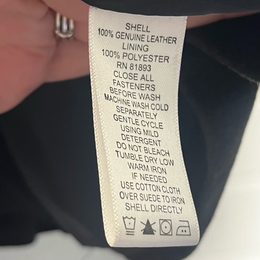 Denim & Company Womens Leather Blazer Dark Grey Button Front Classic Large - Picture 13 of 13